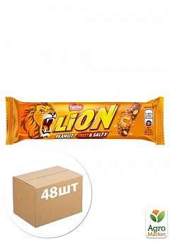 Батончик шоколадный Lion ТМ "Nestle" (арахис и соленая карамель) 42г упаковка 48шт1