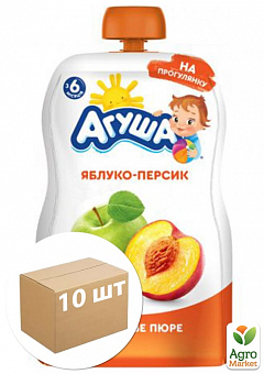 Пюре Яблоко-персик (Дой-Пак) ТМ "Агуша" 90г упаковка 10шт2