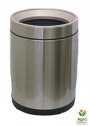 Ведро для мусора JAH 10 л круглое серебряный металлик без крышки с внутренним ведром (7039)