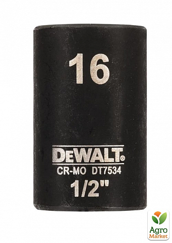 Головка торцевая ударная "IMPACT" DeWALT, короткая, 1/2" х 16 мм, шестигранная DT7534 ТМ DeWALT