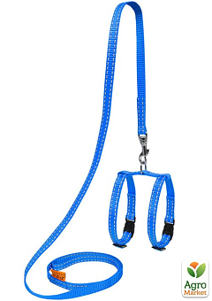 Шлейка "Dog Extremе&quot" з нейлону регульована з повідцем для морських свинок, декор.крис (ширина 10мм, В:12-22см) блакитний1