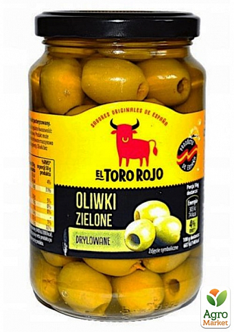 Оливки без кісточки зелені ТМ "El Toro Rojo" 340/150г (Іспанія) упаковка 9шт - фото 2