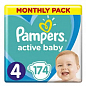 PAMPERS Дитячі одноразові підгузки Active Baby Розмір 4 Maxi (9-14 кг) Мега Супер Упаковка 174 шт