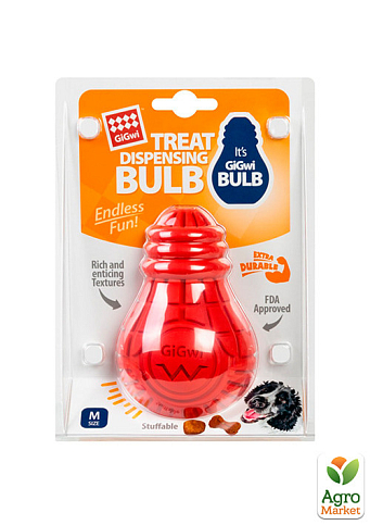 Игрушка для собак Лампочка резиновая GiGwi Bulb Rubber, резина, M, красная (2337) - фото 3