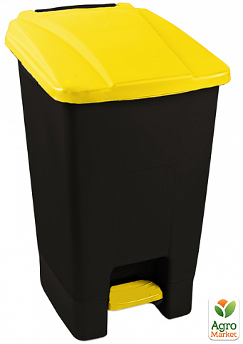 Бак для мусора с педалью Planet 70 л черный - желтый (10795)