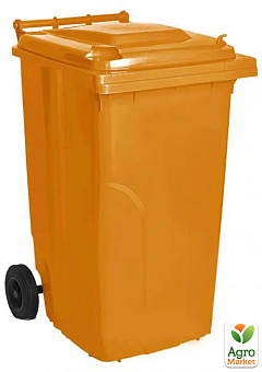 Бак для мусора на колесах с ручкой 120 л оранжевый (5814)1