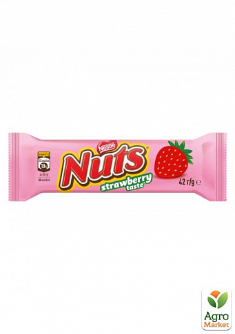 Батончик шоколадный Nuts (клубника) ТМ "Nestle" 42г упаковка 24 шт - фото 2