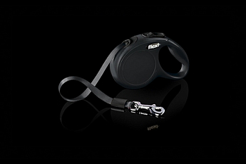Flexi Classic S Рулетка для собак до 15 кг, длина ленты 5 м, цвет черный (0232280)