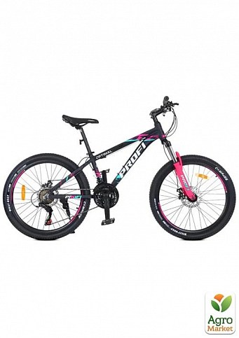 Велосипед 24 д. алюм.рама 13", SHIMANO 21SP, алюм.DB, FW TZ500, черно(мат)-розовый (G24OPTIMAL A24.2)