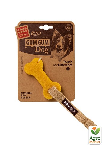Игрушка для собак Маленькая кость GiGwi Gum gum каучук, пенька, 9 см (75009) - фото 2