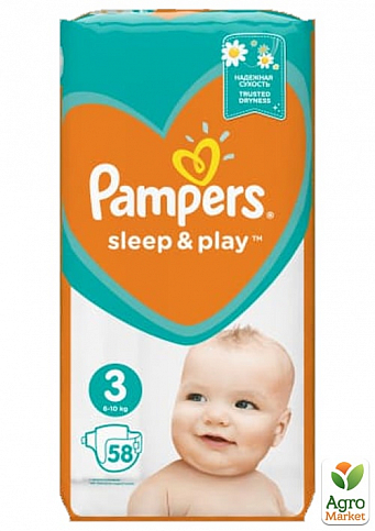 PAMPERS Дитячі одноразові підгузки Sleep & Play Midi (6-10 кг) Економ 58
