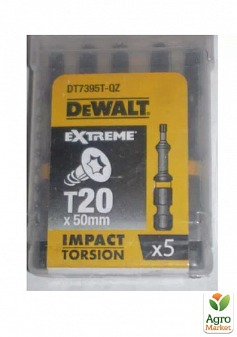 Набір біт DeWALT "IMPACT TORSION", ударні, Torx, Т20, L = 50 мм, 5 шт DT7395T ТМ DeWALT