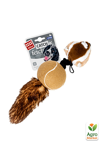 Іграшка для собак Барсук з 2 пищалками GiGwi Catch&fetch, штучне хутро, тенісна гума, мотузка, 32 см (75075) - фото 2