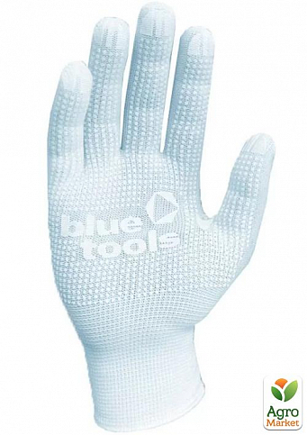 Рабочие перчатки из полиэстера ПВХ-крапка BLUETOOLS Expert (12 пар) (220-2210) - фото 2