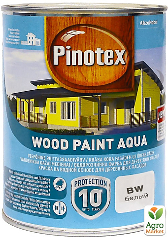 Краска для деревянных фасадов Pinotex Wood Paint Aqua Белый 1 л