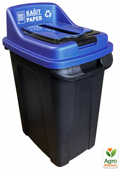 Бак для сортування сміття Planet Re-Cycler 50 л чорний - синій (папір) (12187)2