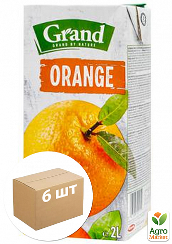 Фруктовый напиток Апельсиновый ТМ "Grand" 2л упаковка 6 шт