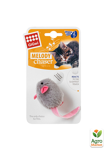Игрушка для кошек Мышка с электронным чипом GiGwi Melody chaser, искусственный мех, 6 см (75040) - фото 2
