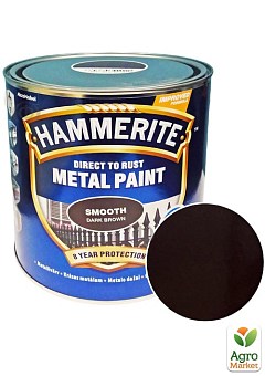 Краска Hammerite Smooth Глянцевая эмаль по ржавчине темно-коричневая 2,5 л 1
