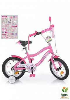 Велосипед дитячий PROF1 14д. Unicorn, SKD45,ліхтар,дзвінок,дзеркало,дод.кол.,рожевий (Y14241)1