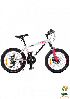 Велосипед 20 д. G20OPTIMAL A20.5 алюм.рама12,5",SHIMANO 21SP,алюм.DB,FW TZ500,біло-рожевий  (T20 OPTIMAL A20.5) 2