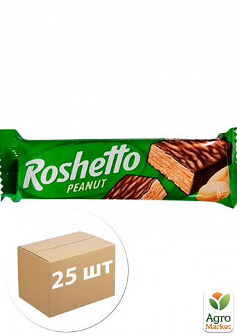 Вафельный батончик (peanut) ПКФ ТМ "Roshetto" 34г упаковка 25шт