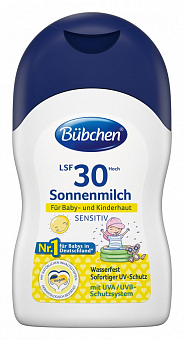 Солнцезащитное молочко Sensitive, коэффициент 30+ Bubchen, 150мл1