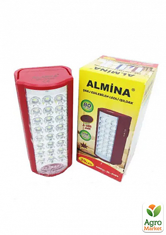 Ліхтар переносний світлодіодний з повербанком червоний Almina DL-2424 24 LED, ЗУ 220V, вбудований акумулятор