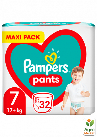 PAMPERS Дитячі одноразові підгузки-трусики Pants Розмір 7 Giant Plus (17 + кг) Максі Упаковка 32 шт