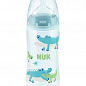 Пляшечка FirstChoice пластик 300 мл NUK / соска силіконова 0-6 місяців / температурний контроль Крокодили