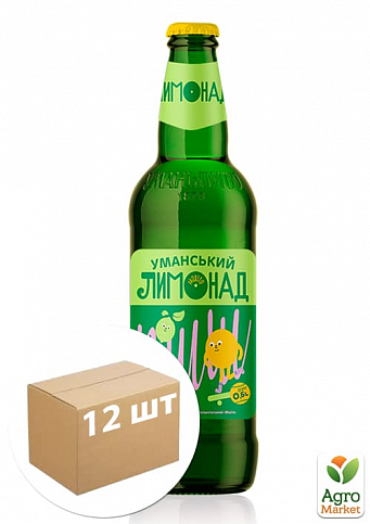 Безалкогольний сильногазований напій "Мохіто" ТМ "Уманський Лимонад" (скло) 0.5 л упаковка 12шт