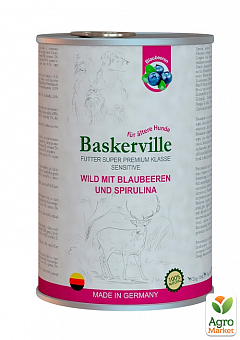 Baskerville Sensitive Влажный корм для собак с олениной, черникой и спирулиной  800 г (5418960)1