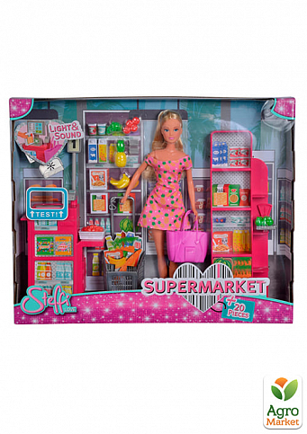 Кукла Штеффи "В супермаркете", с кассой, со звуковыми и световыми эффектами, с аксессуарами, 3+ Simba Toys