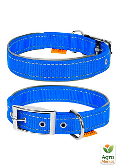 Нашийник "Dog Extremе" з нейлону, подвійний зі світловідбиваючою вставкою (ширина 20мм, довжина 30-40см) блакитний (67032) 1