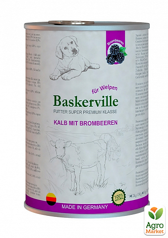 Baskerville Super Premium Влажный корм для щенков с телятиной и еживикой  400 г (5417730)