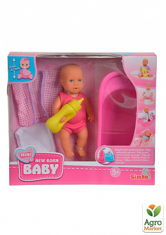 Міні пупс New Born Baby з ванною, 12 см, 3+ Simba Toys