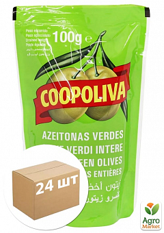 Оливки зелені (з кісточкою) дой пак ТМ "Куполіва" 100г упаковка 24шт2