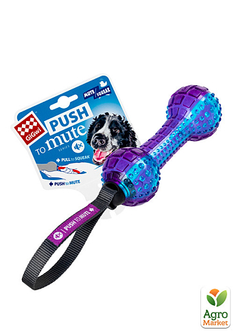 Игрушка для собак Гантеля с пищалкой отключается GiGwi Push to mute, TPR Резина, нейлон, 18 см (75332) - фото 2