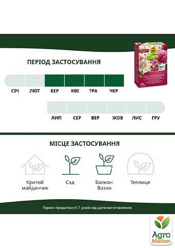 Комплексное удобрение для роз с медленным освобождением питательных веществ COMPO, 0,85 кг (1574) - фото 2