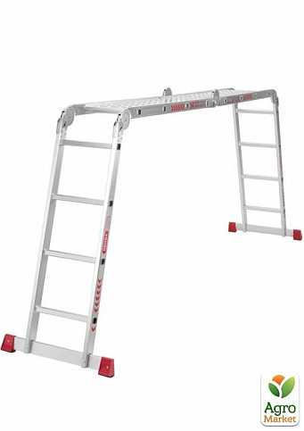 Лестница-трансформер алюминиевая Квитка Heavy Duty с платформой (4х4 ступени) (110-9504) - фото 2