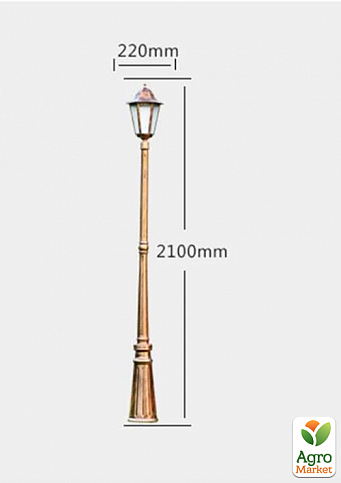 Світильник LEMANSO вуличний висота 2,2 м 1 ліхтар 100Вт ант. золото PL1101 (33074) - фото 2