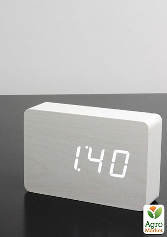 Часы-будильники на аккумуляторе с термометром "BRICK", белые (GK15W13)  - фото 2