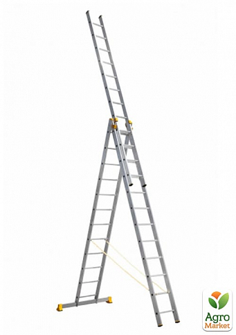 Алюминиевая трехсекционная профессиональная лестница 3*12 ТМ ТЕХПРОМ P3 9312
