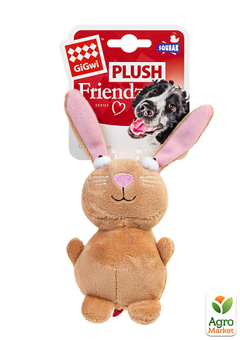 Игрушка для собак Кролик с пищалкой GiGwi Plush, плюш, 16 см (75053) - фото 2