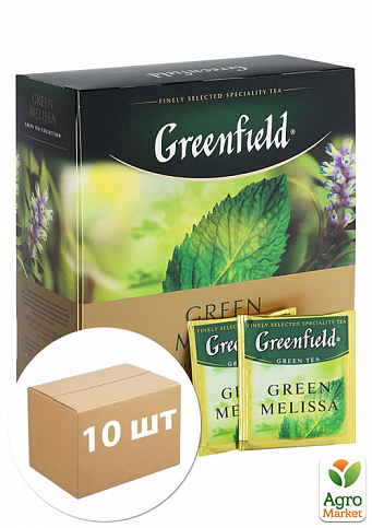 Чай "Грінфілд" 100 пак Зелений з мелісою упаковка 10шт