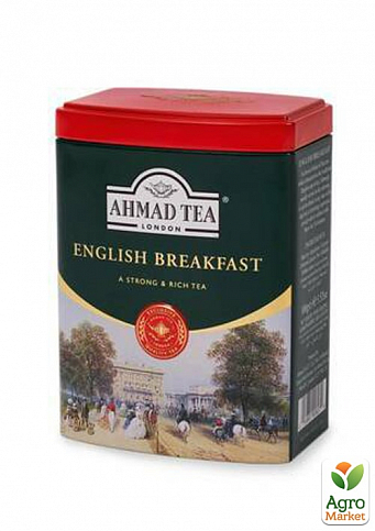 Чай англійський (до сніданку) залізна банка (чорний байховий листовий) Ahmad 100г упаковка 12шт - фото 2