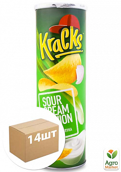 Чіпси картопляні Сметана з цибулею ТМ "Kracks" 160г упаковка 14 шт2