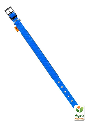 Ошейник "Dog Extremе" из нейлона, двойной со светоотражающей вставкой (ширина 15мм, длина 27-35см) голубой (67022) - фото 2