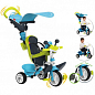Дитячий металевий велосипед «Бебі Драйвер» з козирком і багажником, блакитно-зелений, 10 міс. Smoby Toys купить