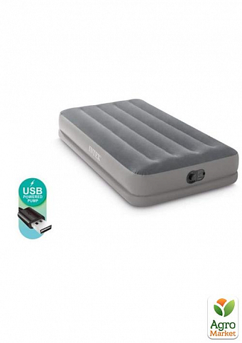 Надувная кровать Односпальная ТМ "Intex", 99 х 191 х 30 см, встроенный электронасос от USB (64112) - фото 2